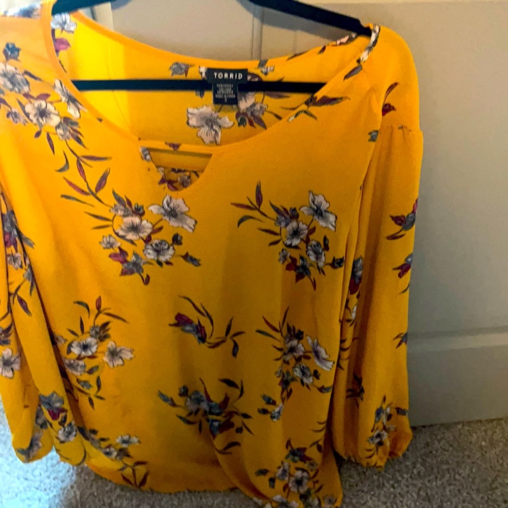Mustard yellow floral shirt